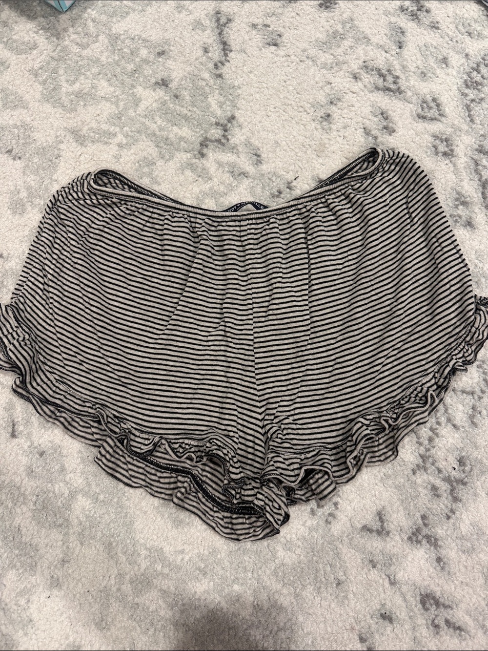 Brandy Melville Black & White Striped Ruffle Hem Shorts